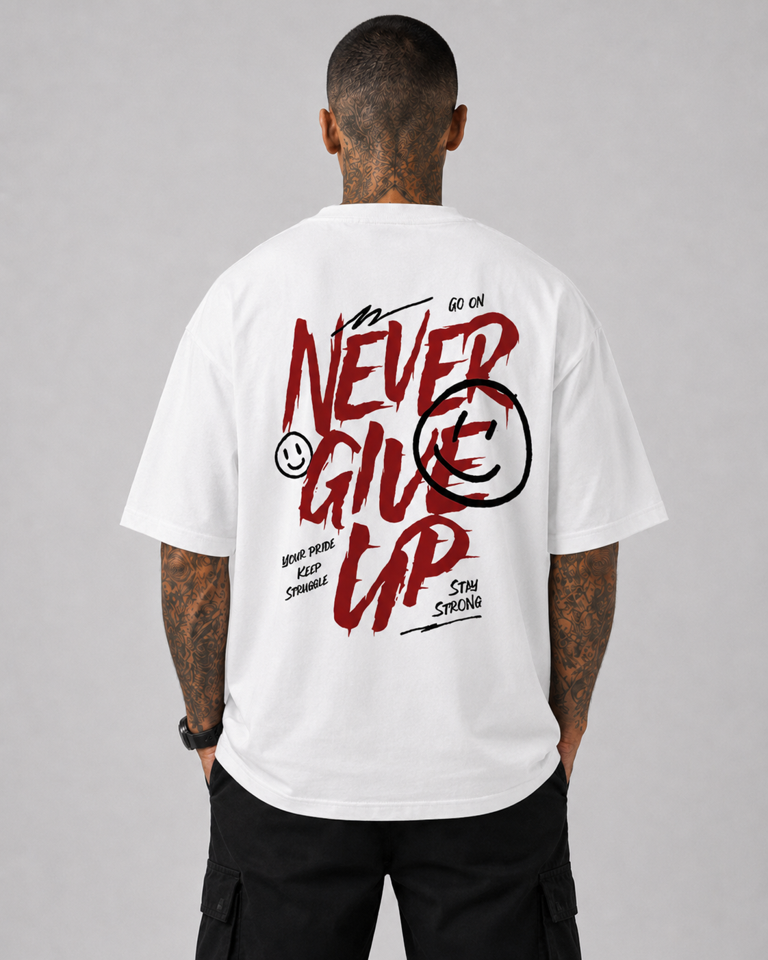 Never Give Up Oversize Tee