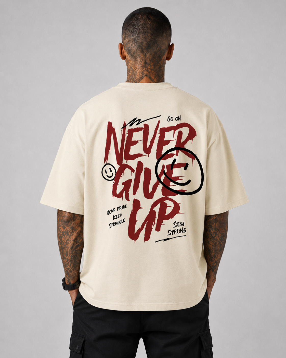 Never Give Up Oversize Tee