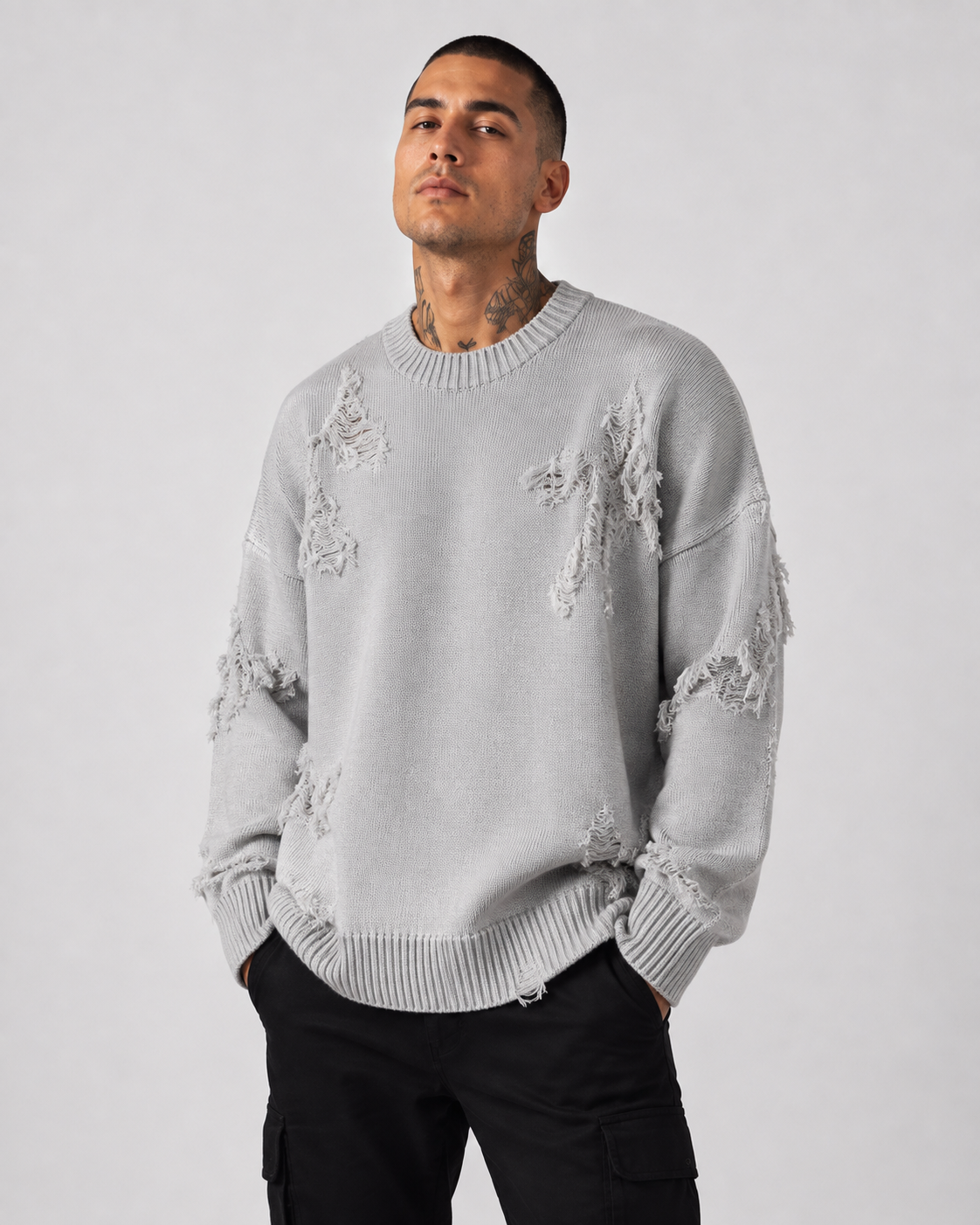 Distressed Knit Sweater