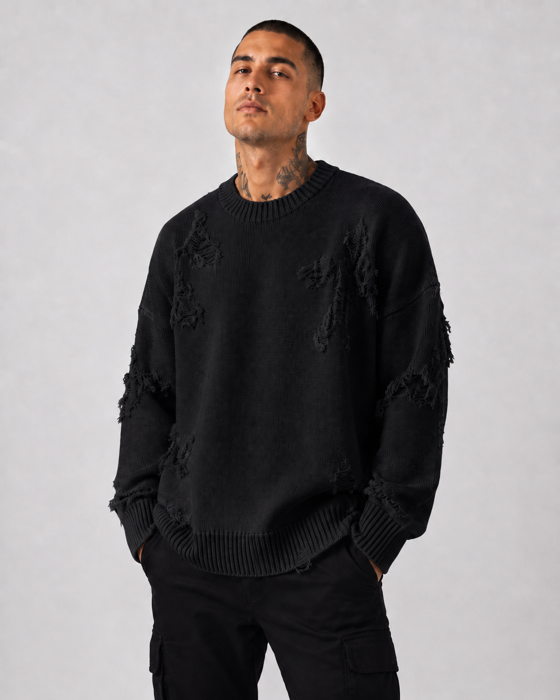 Distressed Knit Sweater