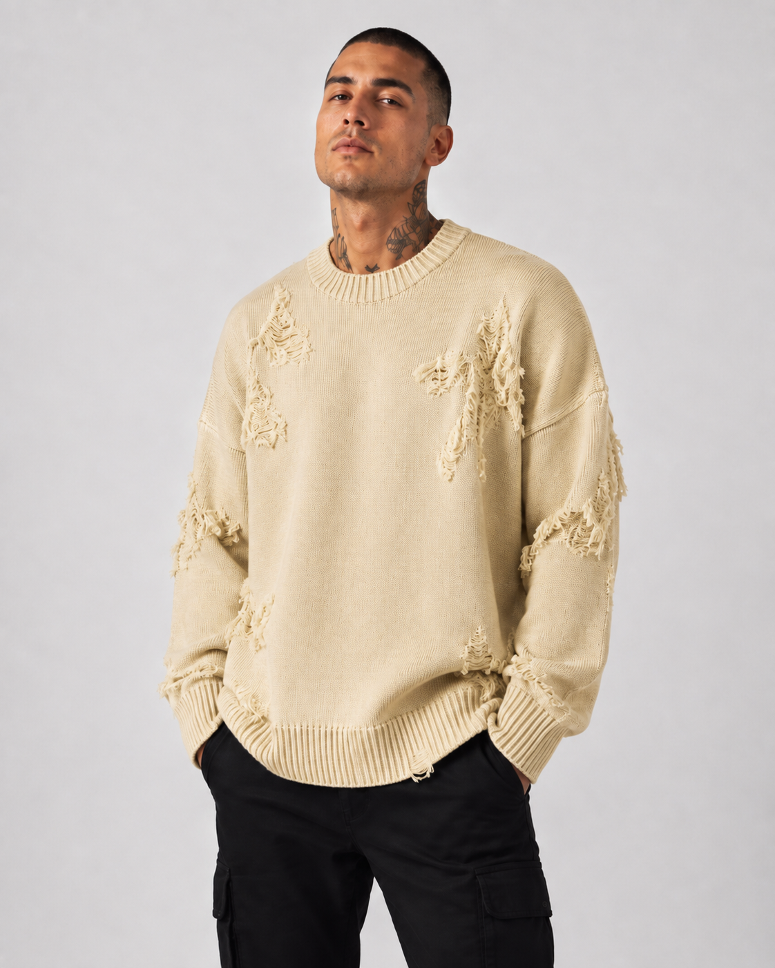 Distressed Knit Sweater