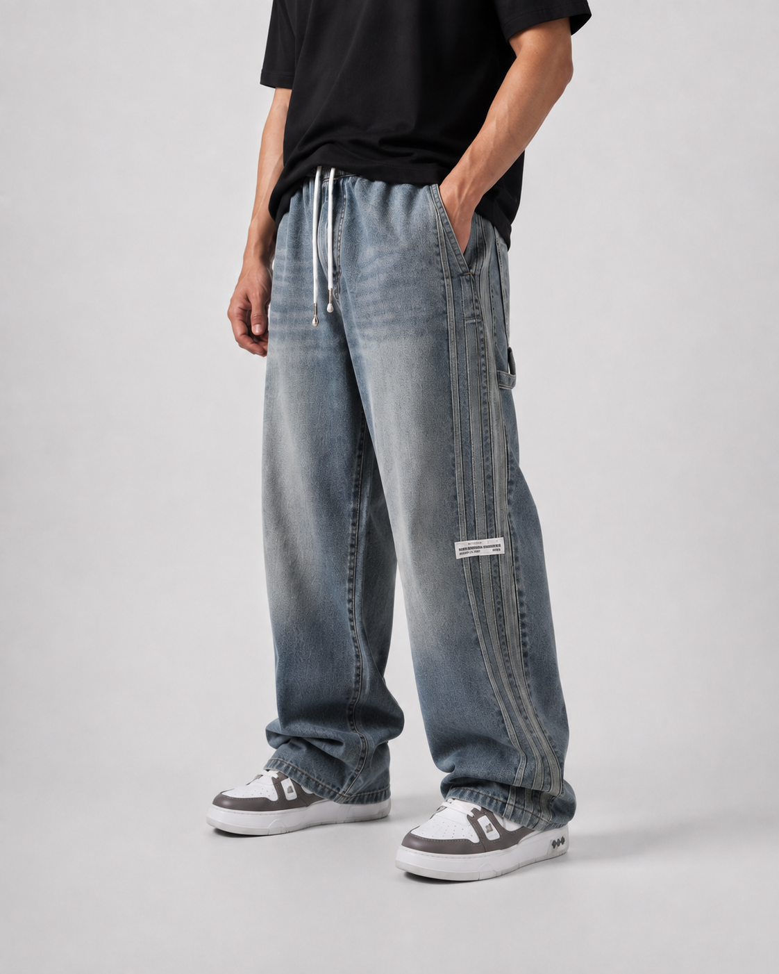 Jeans Baggy Washed Stripe