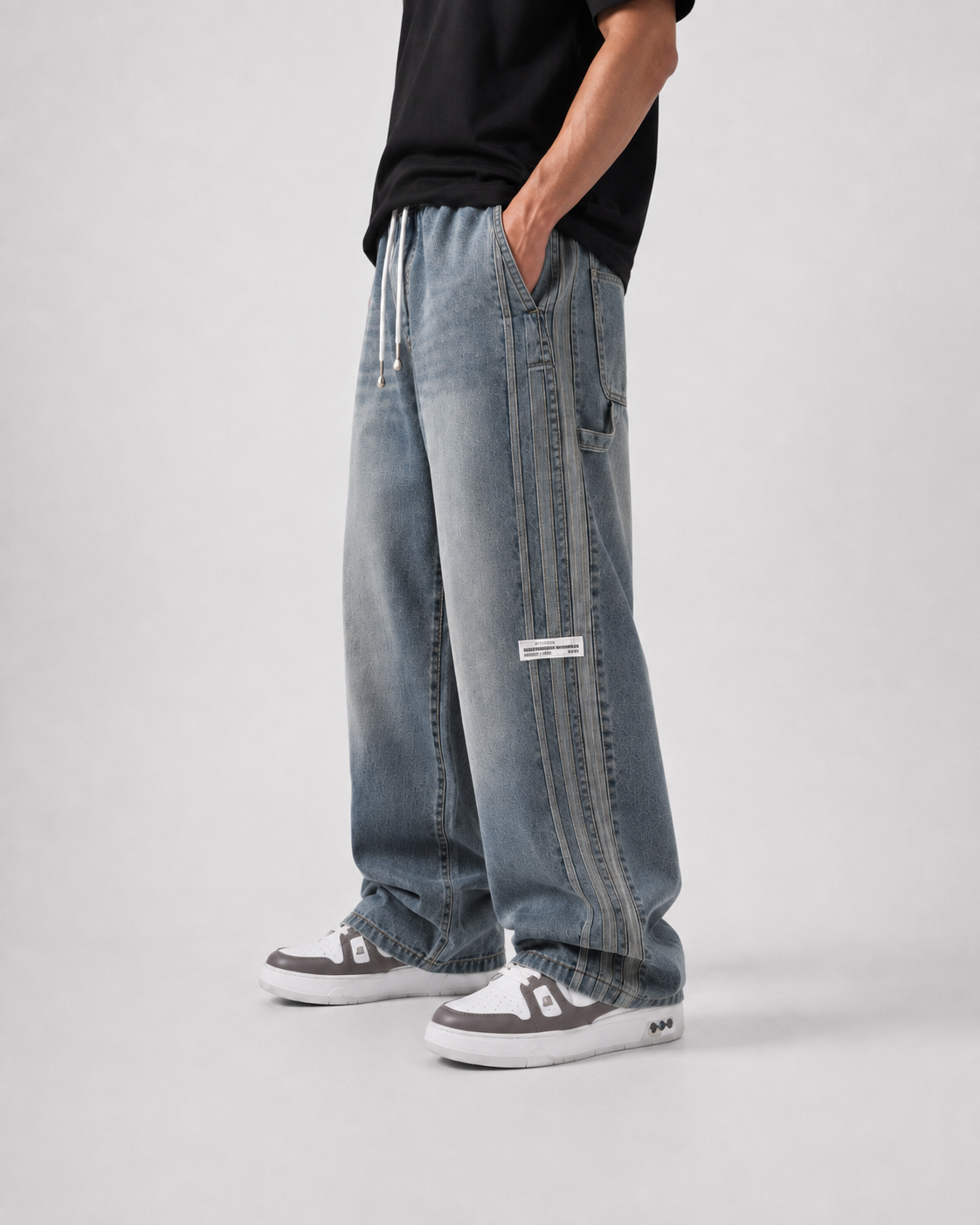 Jeans Baggy Washed Stripe