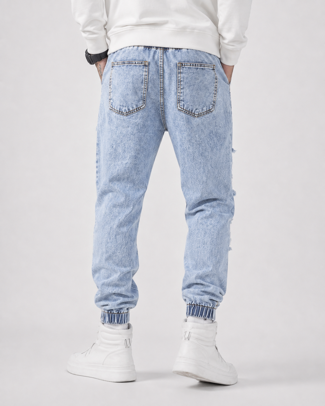 Jeans Jogger Ripped Good Luck