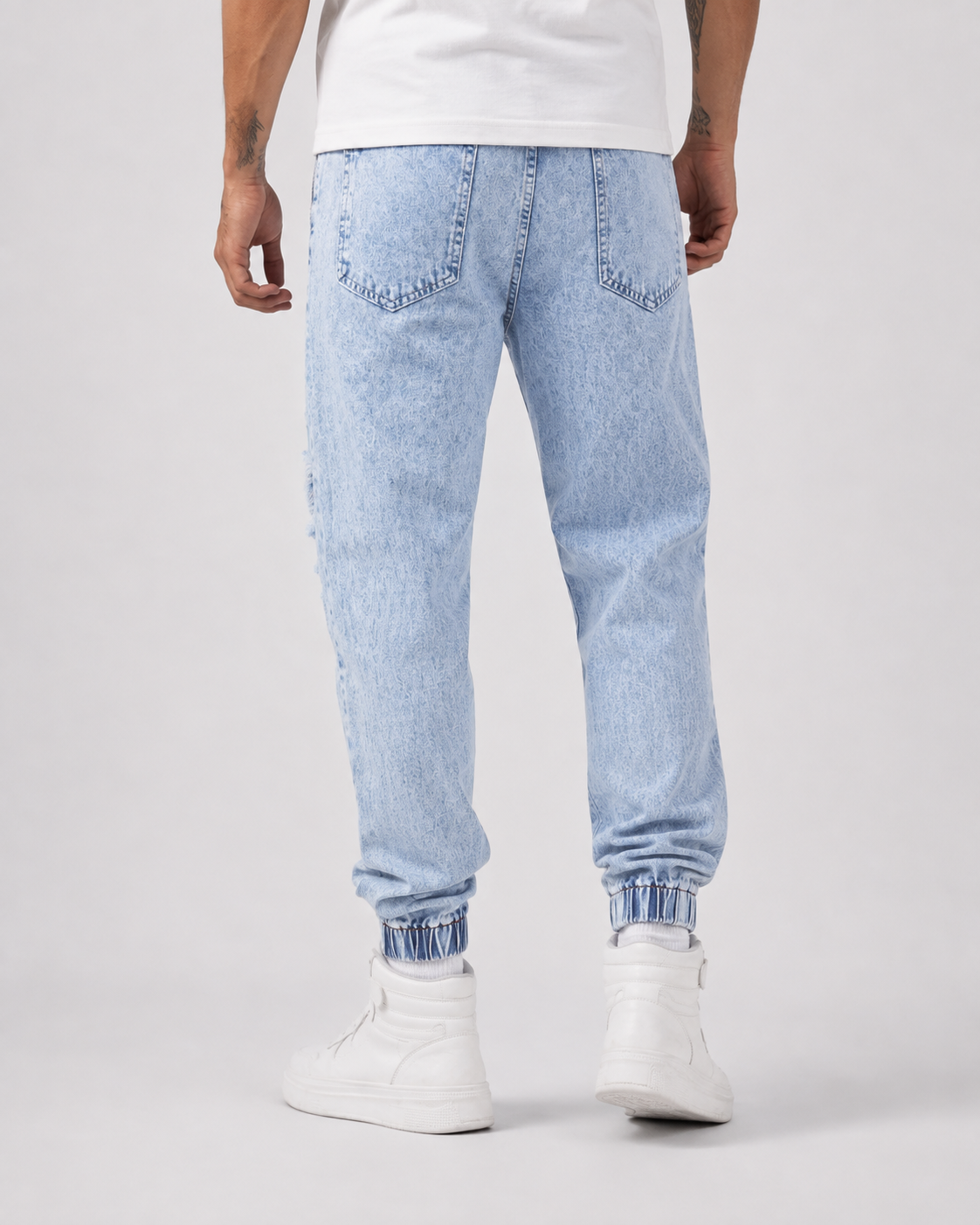 Jeans Jogger Ripped Ice Wash
