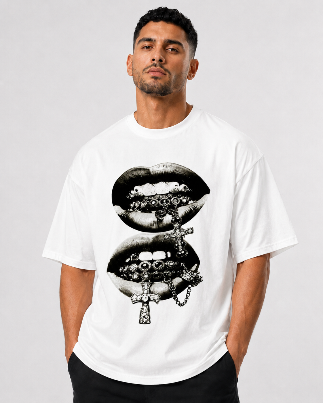 Camiseta Oversize Gothic Lips
