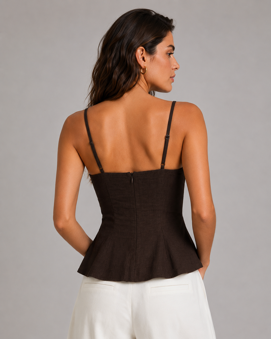 Top Peplum Encaje Siena – Chocolate