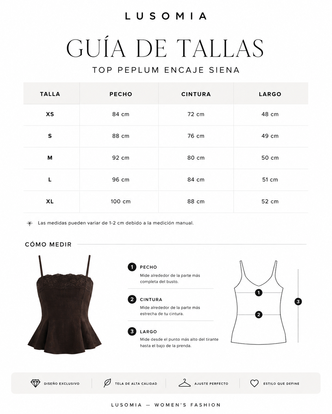 Top Peplum Encaje Siena – Chocolate
