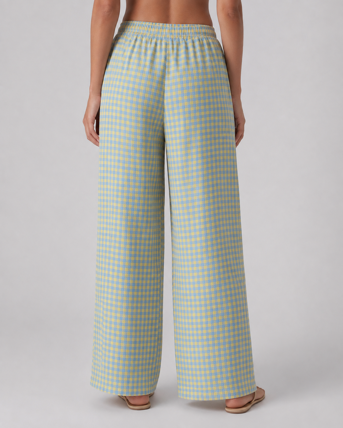 Pantalón Wide Leg Vichy Pastel