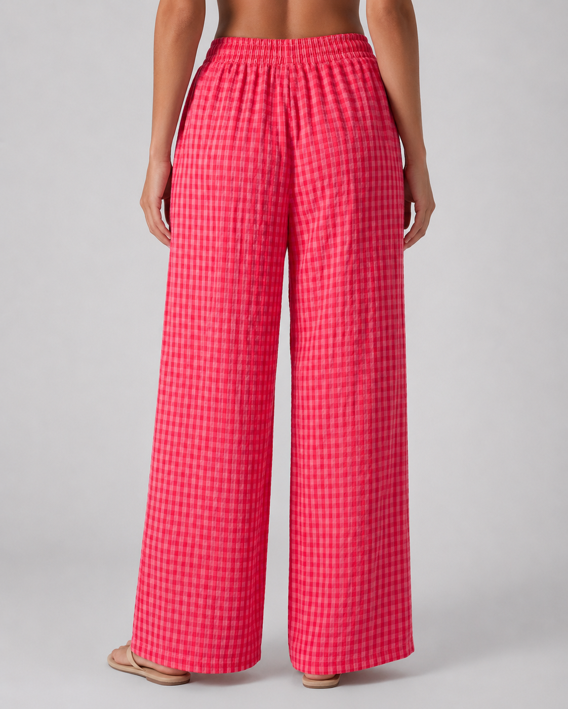 Pantalón Wide Leg Vichy Pastel