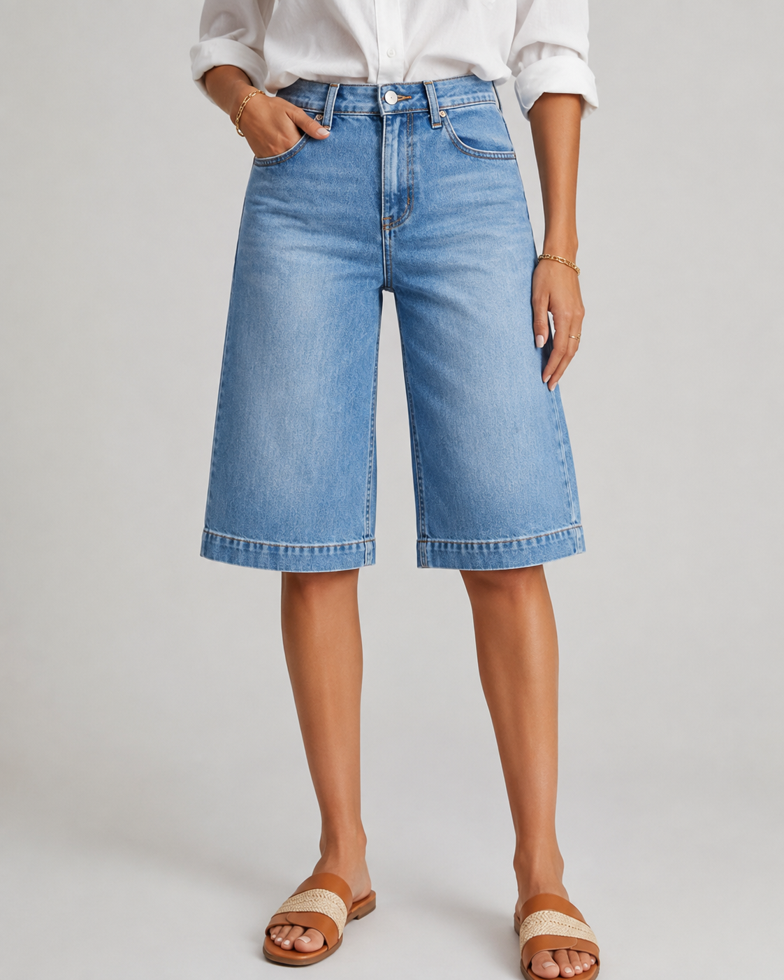 Bermuda Denim Wide Leg Light