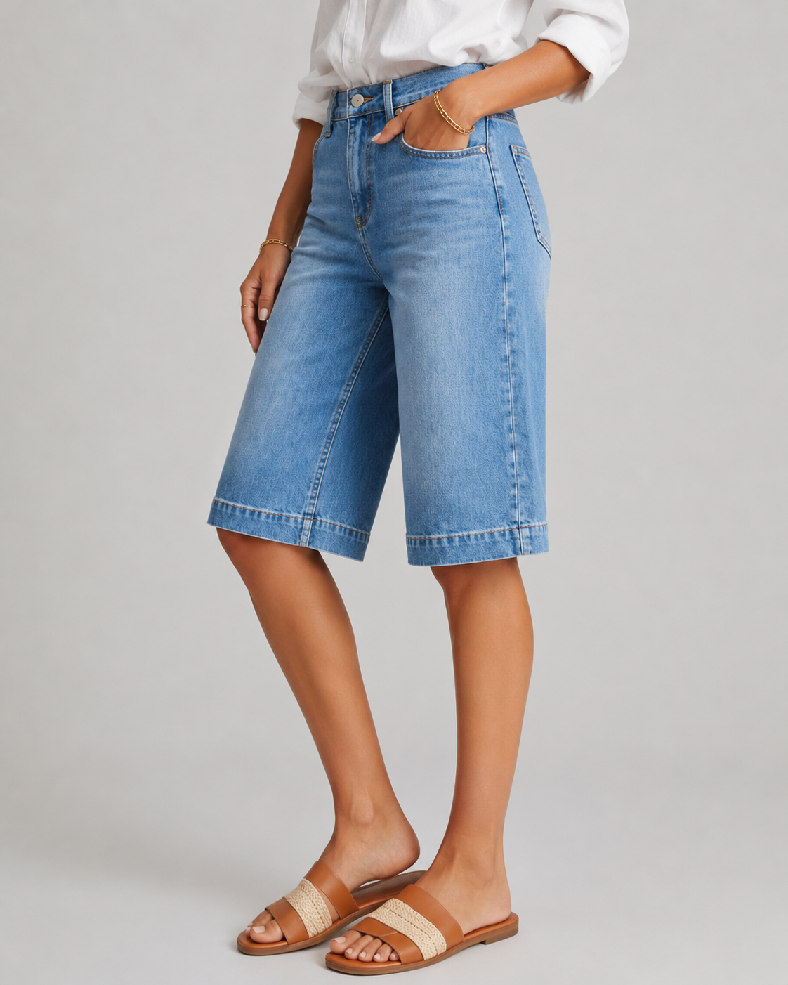 Bermuda Denim Wide Leg Light