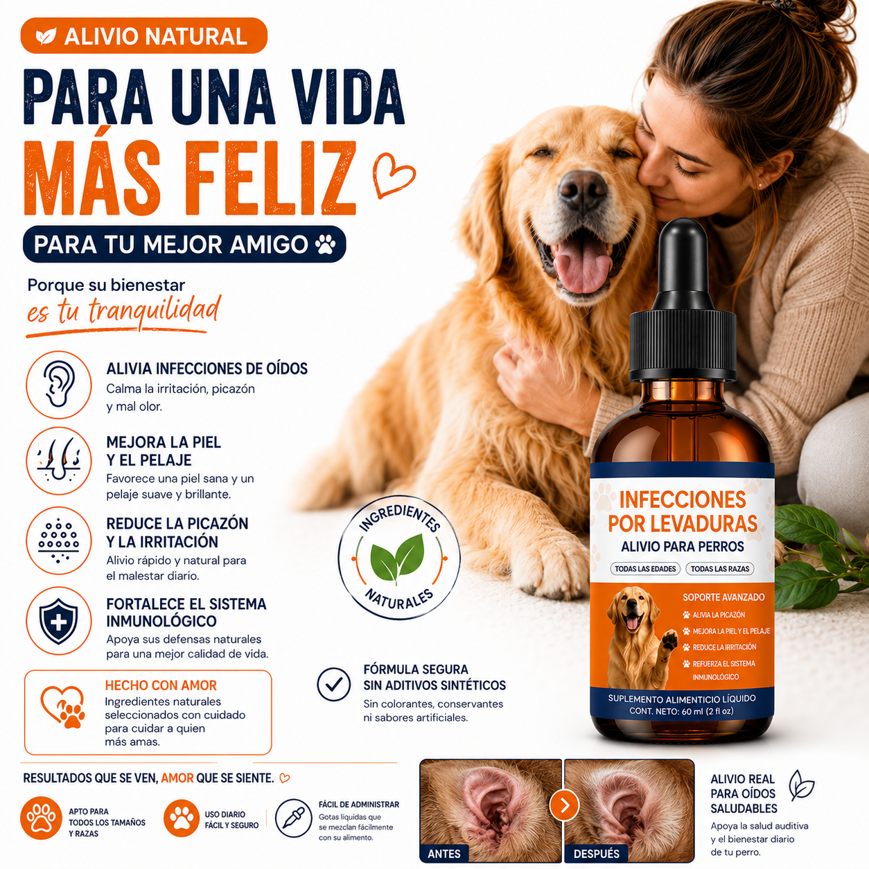 Lusomia. Alivio Natural Para Piel, Oídos y Picores En Perros