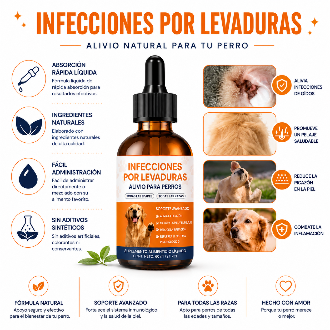 Lusomia. Alivio Natural Para Piel, Oídos y Picores En Perros