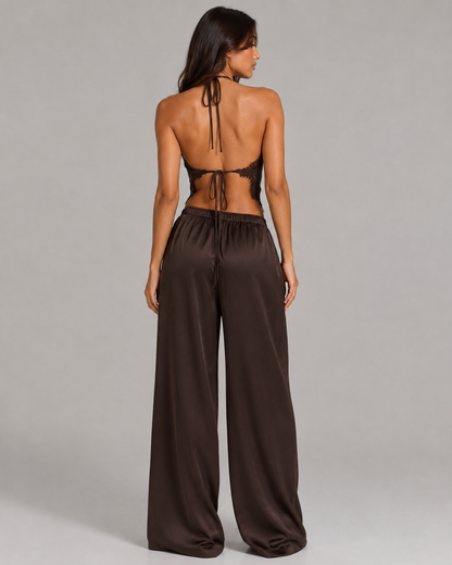 Conjunto Satin Lace Chocolate