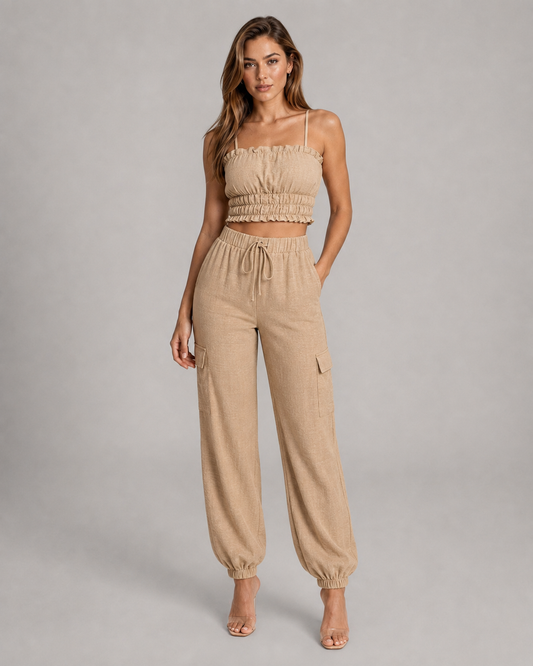 Conjunto Cargo Linen Beige