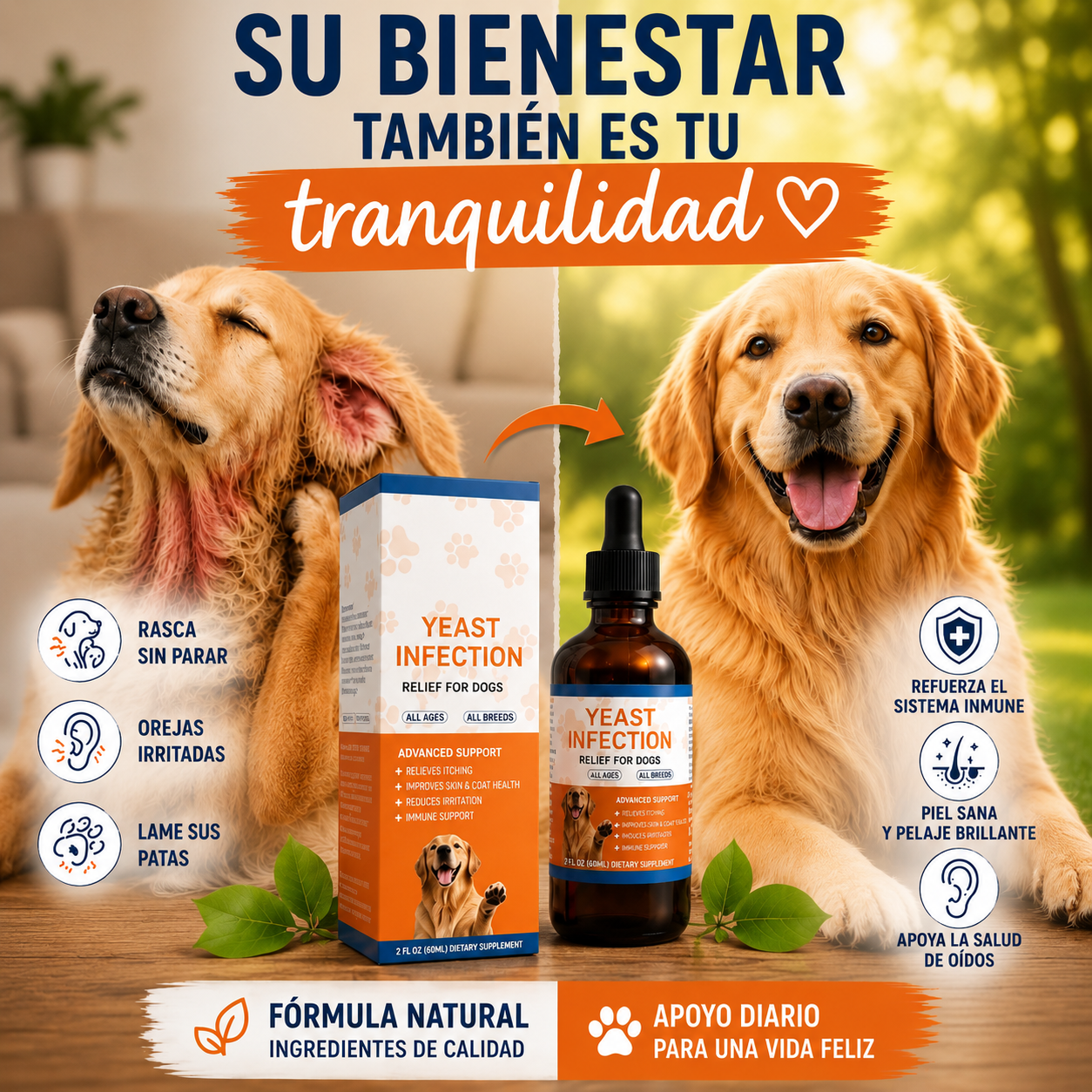 Lusomia. Alivio Natural Para Piel, Oídos y Picores En Perros